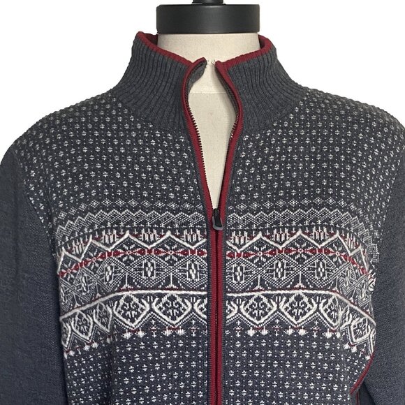 EUC EDDIE BAUER SPORT Gray Merino Wool Sweater Jacket sz L - Picture 2 of 7